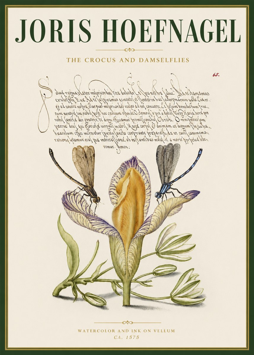 Joris Hoefnagel The Crocus and Damselflies No3 - Poszter