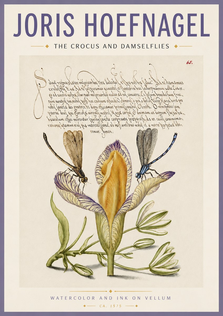 Joris Hoefnagel The Crocus and Damselflies No4 - Poszter