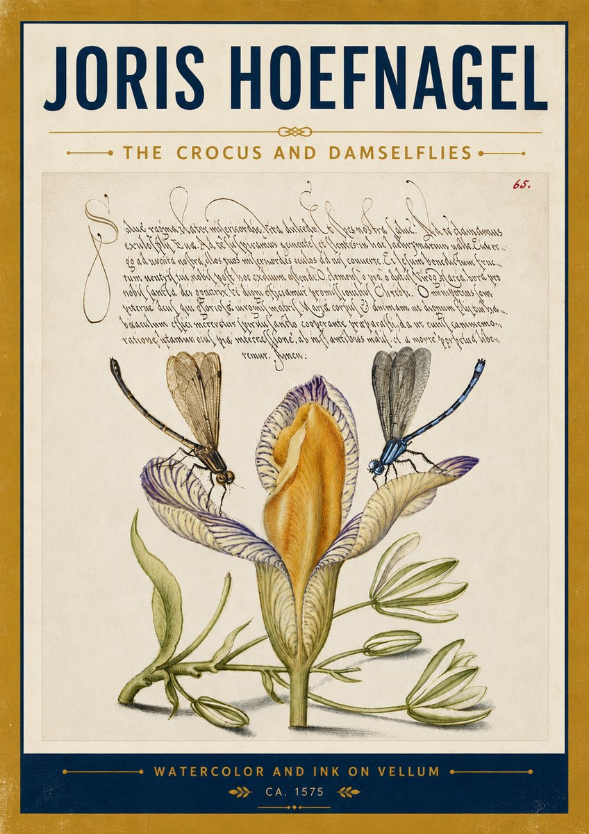 Joris Hoefnagel The Crocus and Damselflies No5 - Poszter