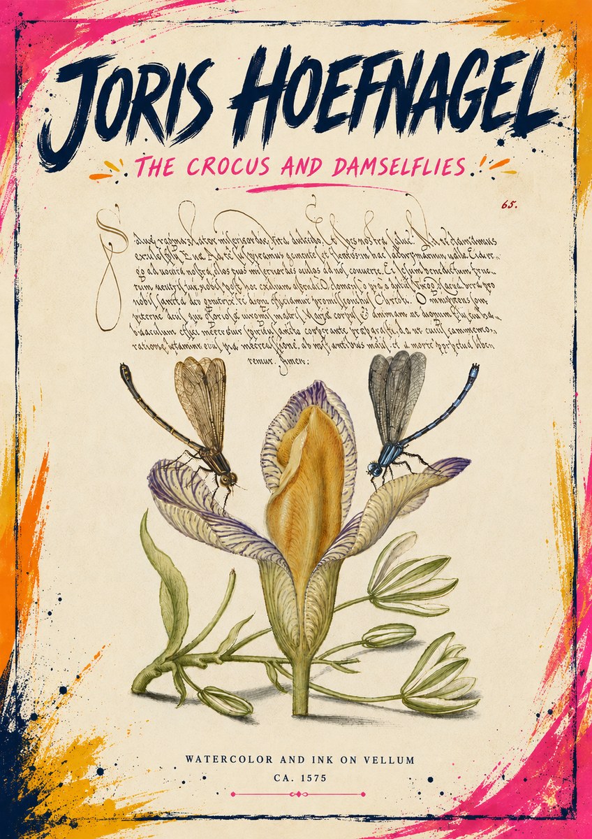 Joris Hoefnagel The Crocus and Damselflies No6 - Poszter