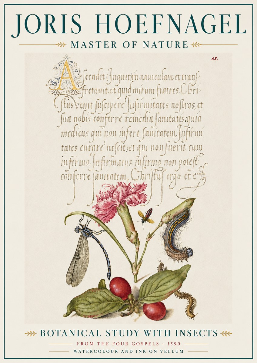 Joris Hoefnagel Botanical Study with Insects No5 - Poszter