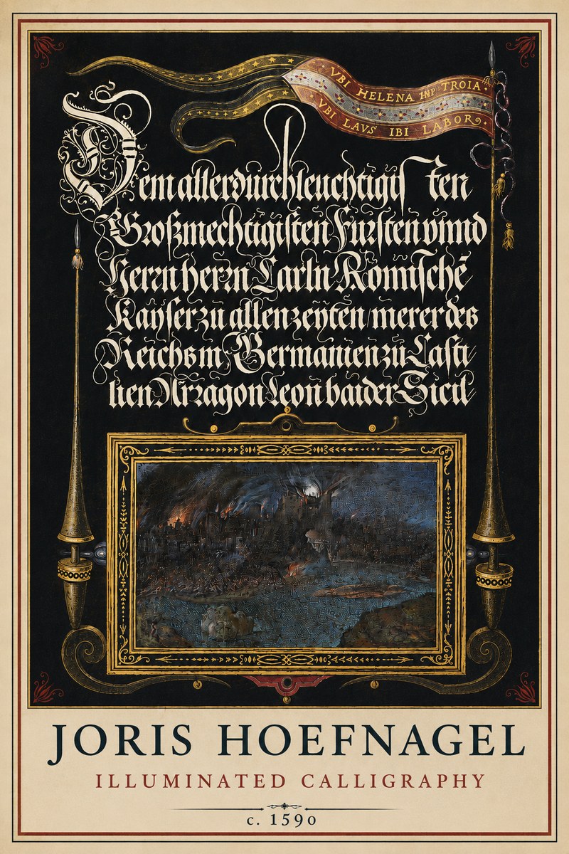 Joris Hoefnagel Illuminated Calligraphy No3 - Poszter