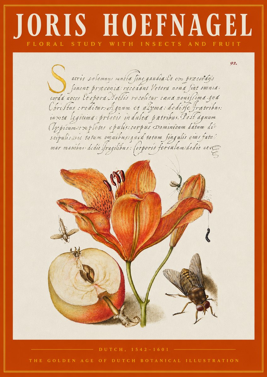 Joris Hoefnagel Floral Study with Insects and Fruit No2 - Poszter