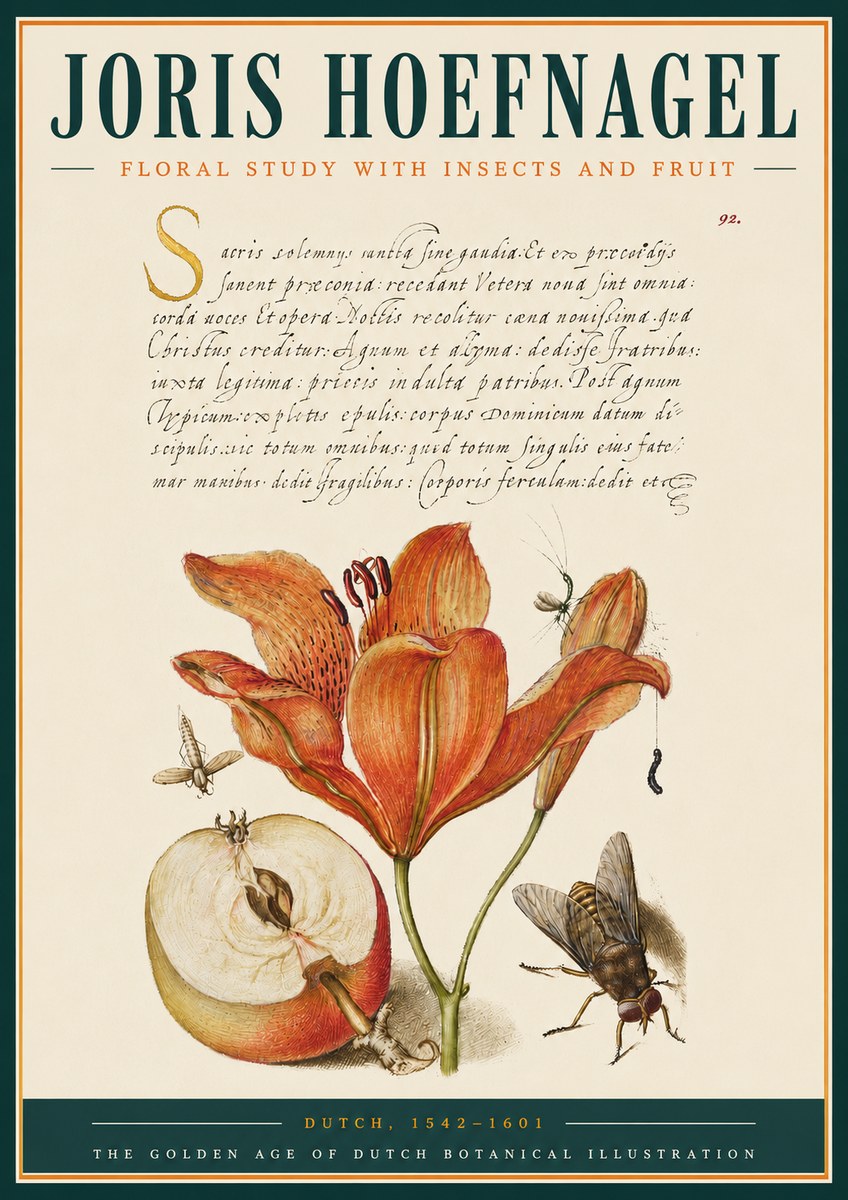 Joris Hoefnagel Floral Study with Insects and Fruit No3 - Poszter