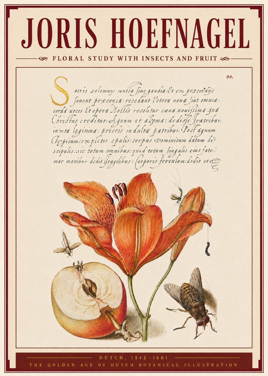 Joris Hoefnagel Floral Study with Insects and Fruit No4 - Poszter