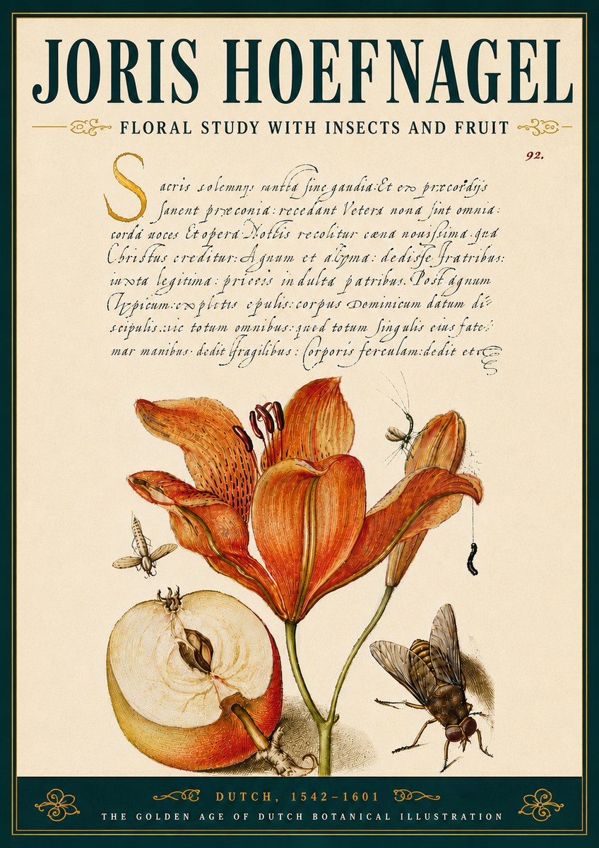 Joris Hoefnagel Floral Study with Insects and Fruit No6 - Poszter
