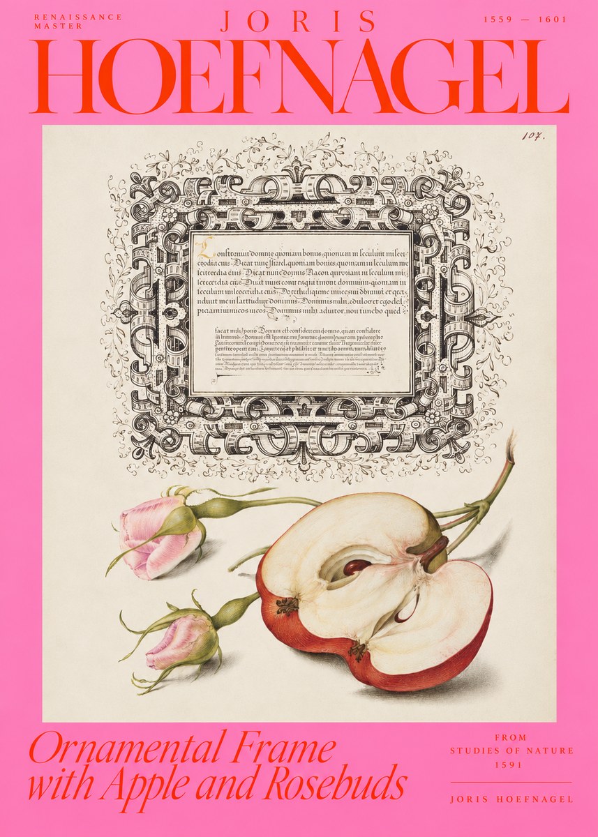 Joris Hoefnagel Illuminated Calligraphy and Botanical Study No4 - Poszter