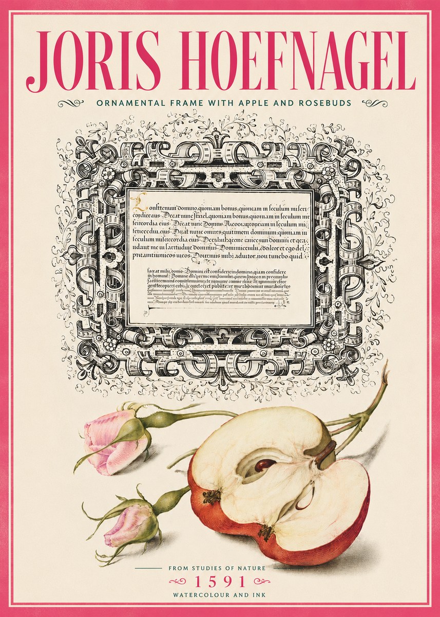Joris Hoefnagel Illuminated Calligraphy and Botanical Study No6 - Poszter