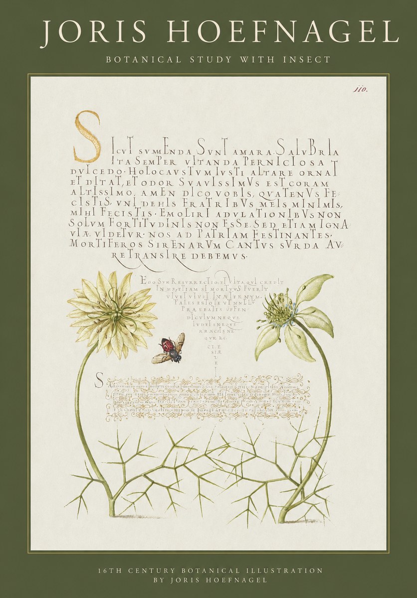 Joris Hoefnagel Botanical Study with Insect No1 - Poszter