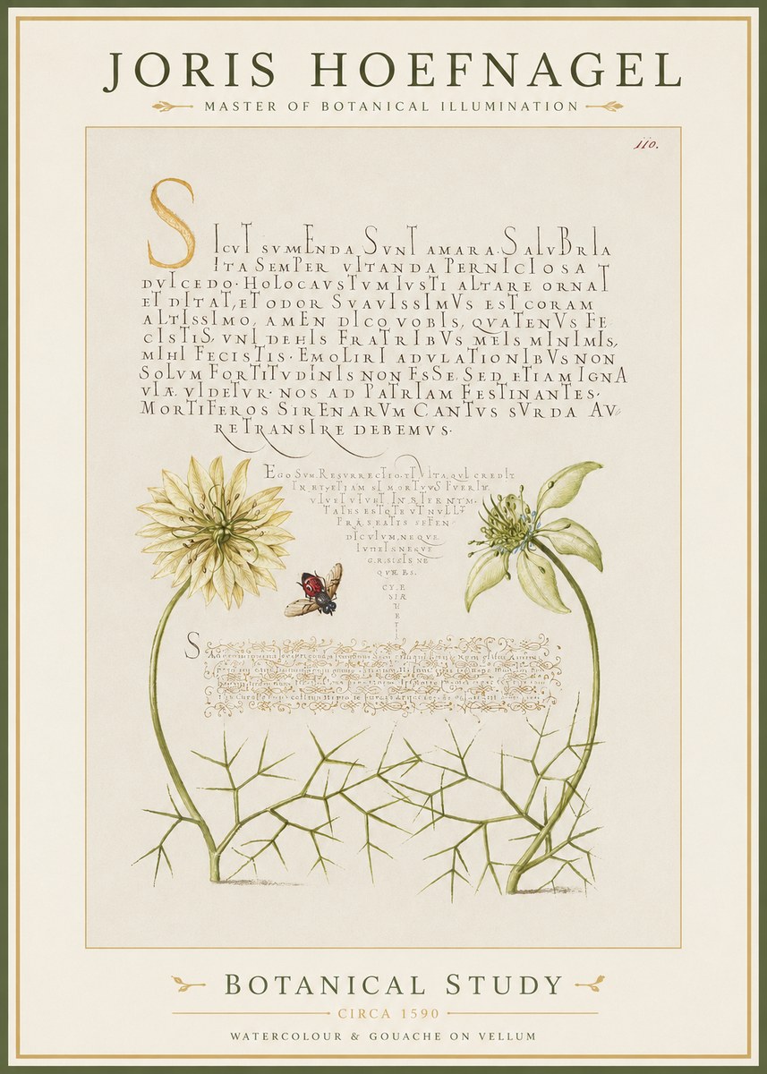 Joris Hoefnagel Botanical Study with Insect No2 - Poszter