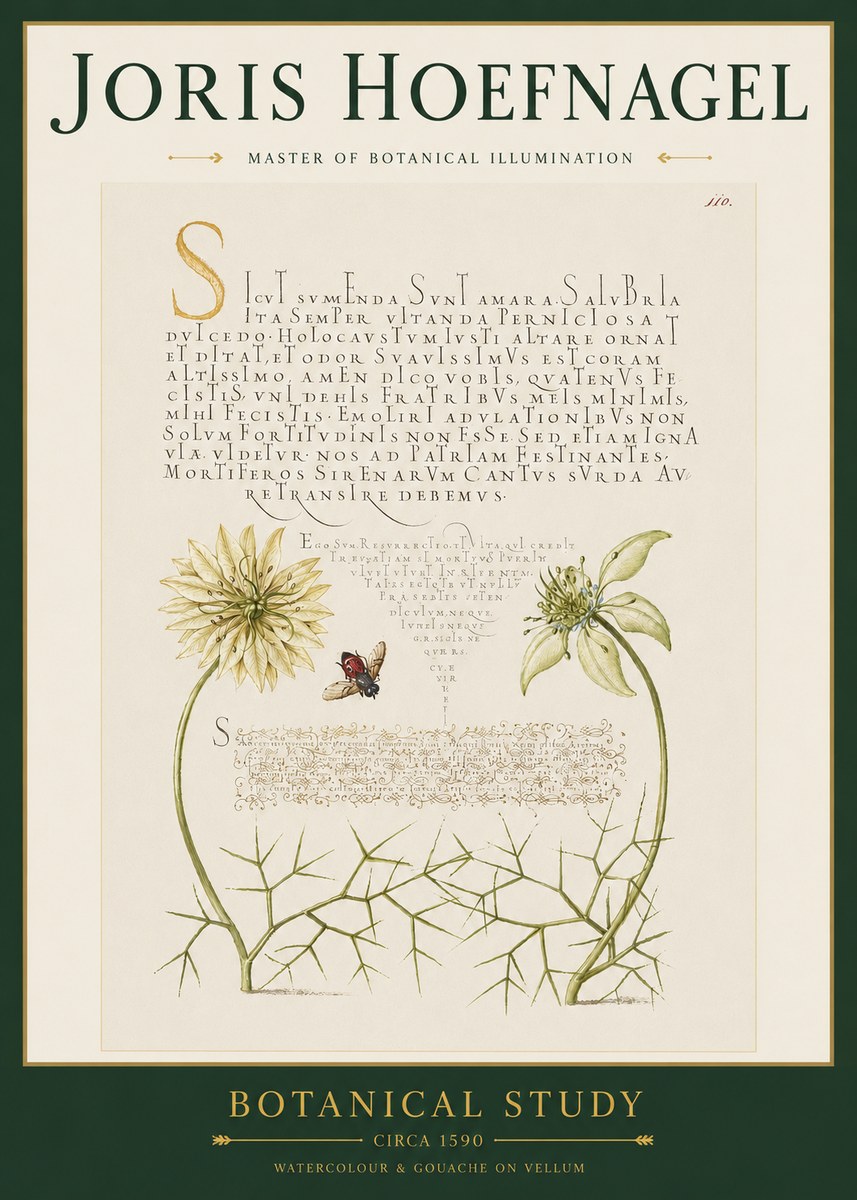 Joris Hoefnagel Botanical Study with Insect No3 - Poszter