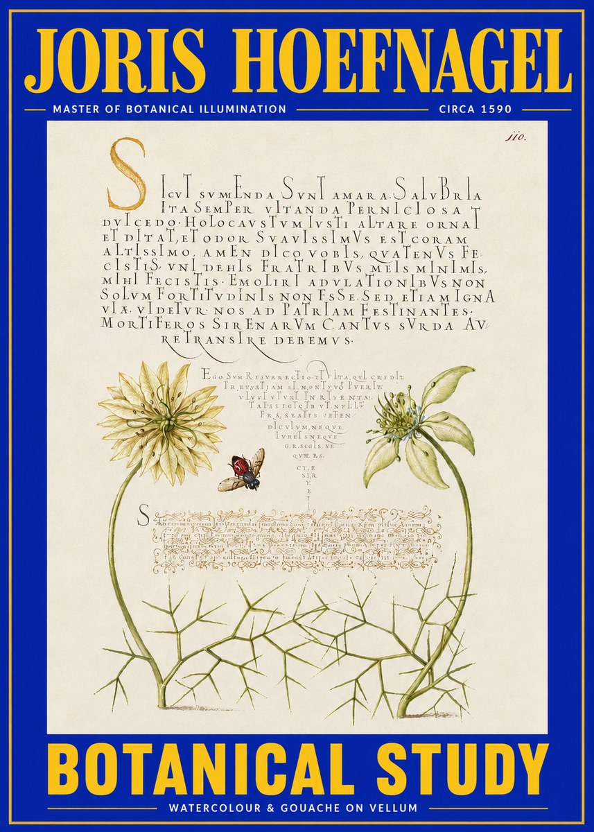 Joris Hoefnagel Botanical Study with Insect No4 - Poszter