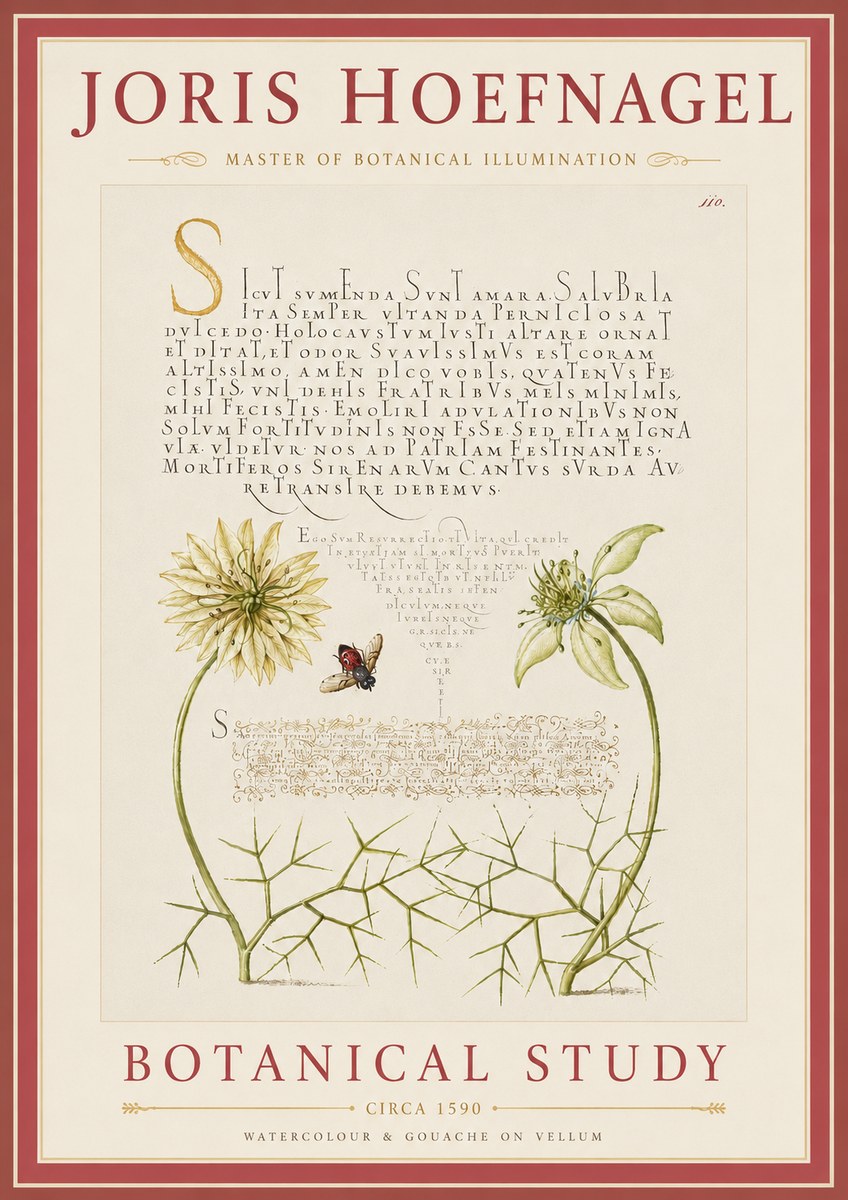 Joris Hoefnagel Botanical Study with Insect No5 - Poszter