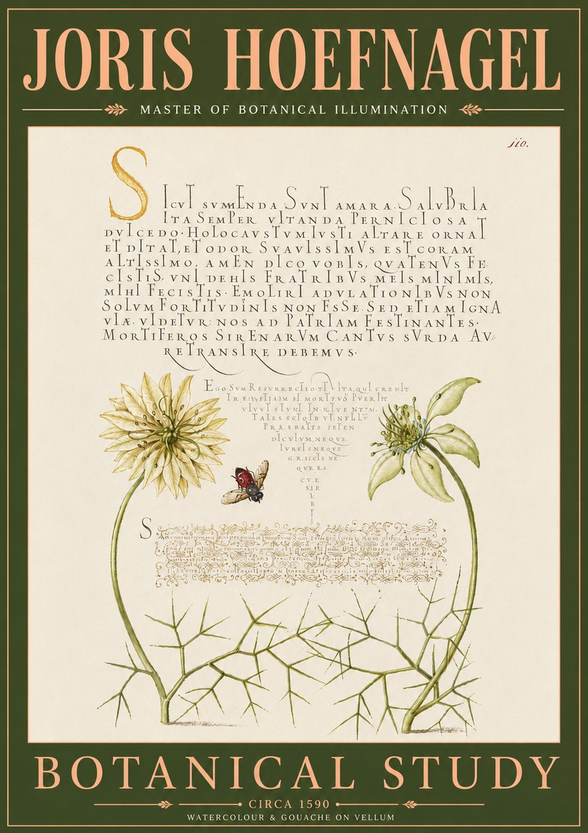 Joris Hoefnagel Botanical Study with Insect No6 - Poszter