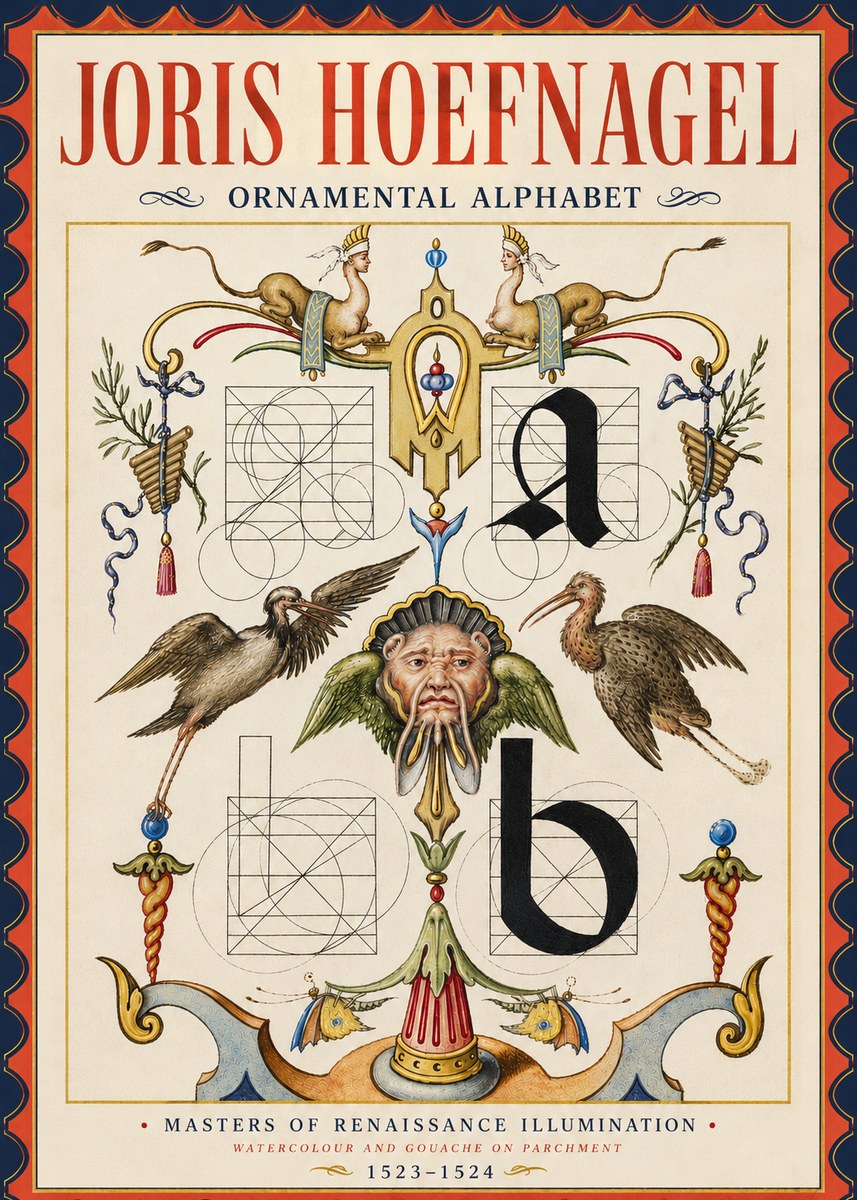 Joris Hoefnagel Ornamental Alphabet No4 - Poszter