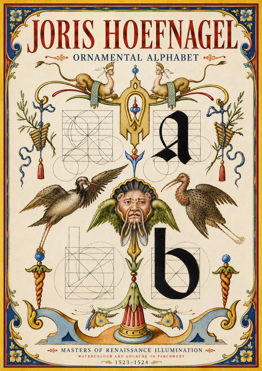 Joris Hoefnagel Ornamental Alphabet No6 - Poszter