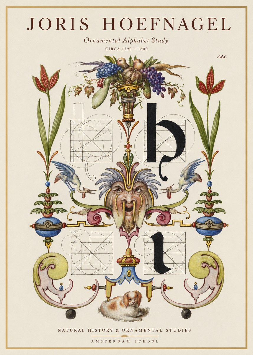 Joris Hoefnagel Floral Grotesque with Putto No2 - Poszter