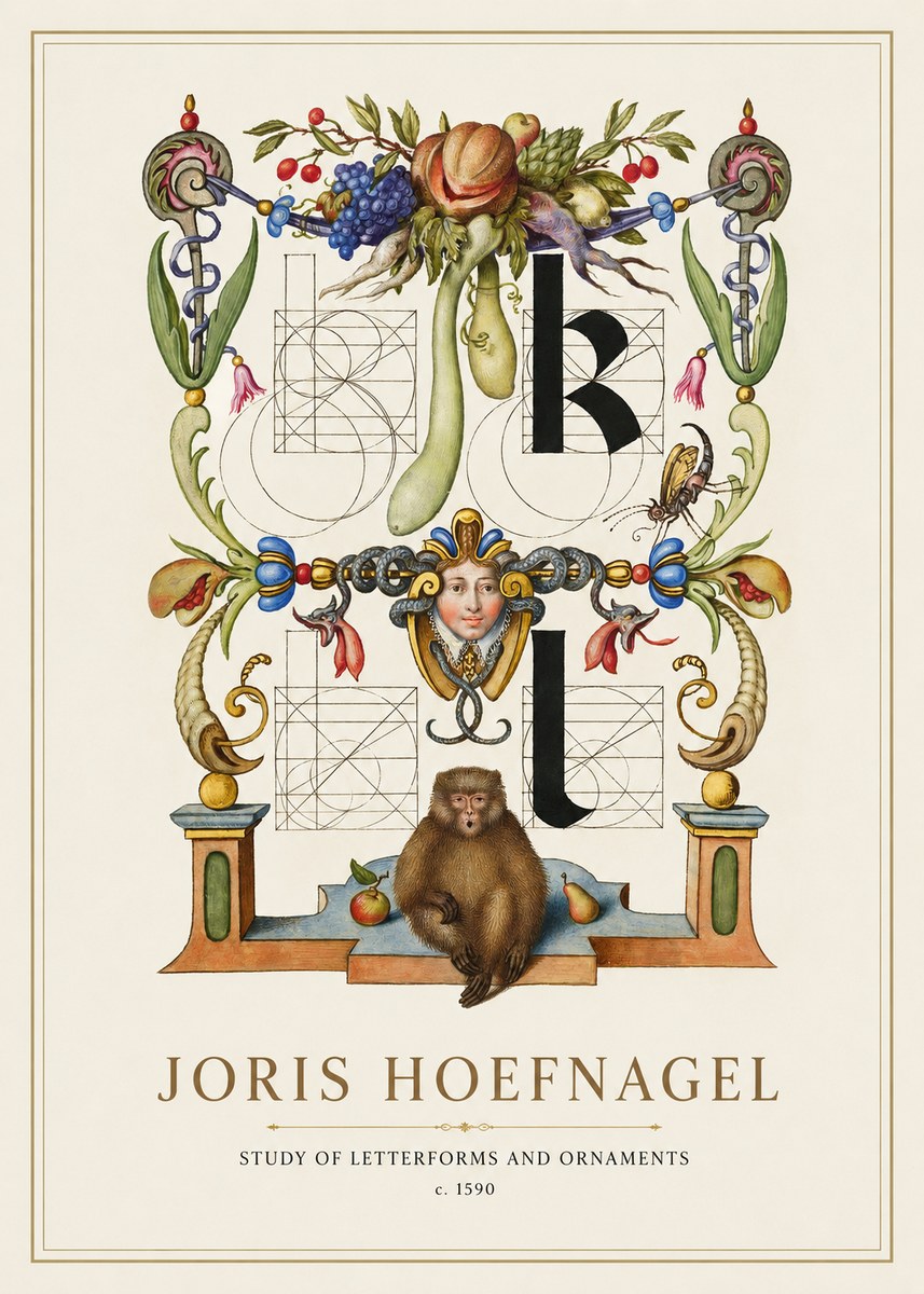 Joris Hoefnagel Study of Letterforms and Ornaments No1 - Poszter