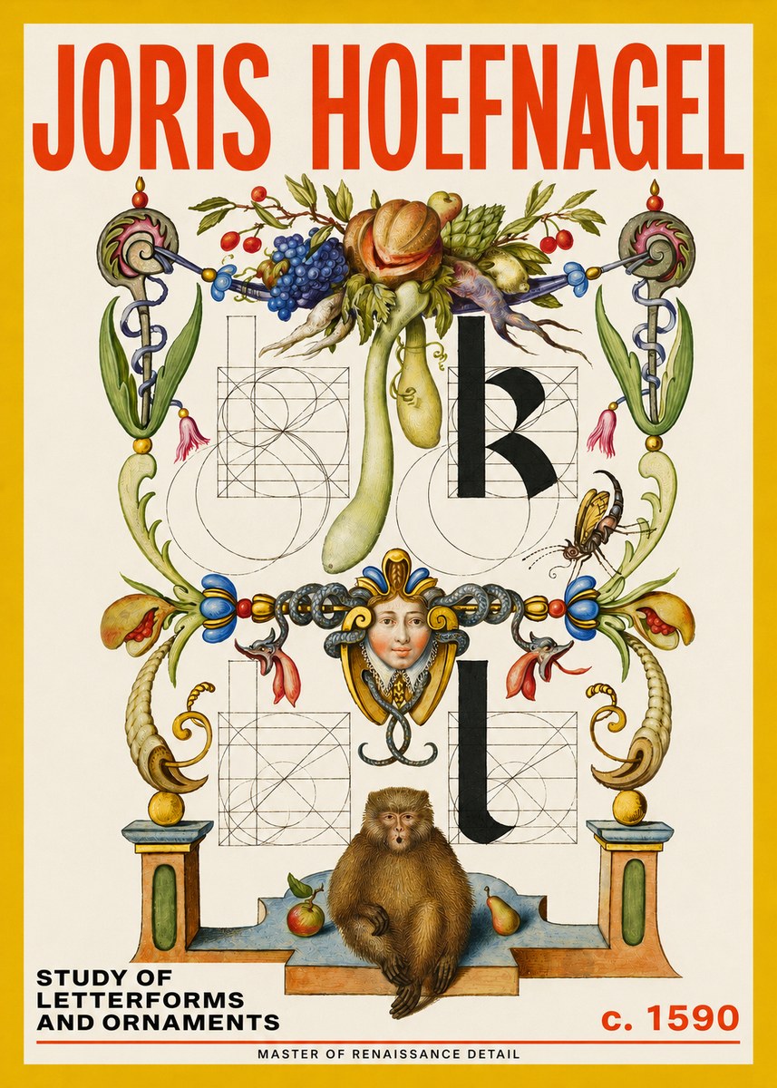 Joris Hoefnagel Study of Letterforms and Ornaments No5 - Poszter
