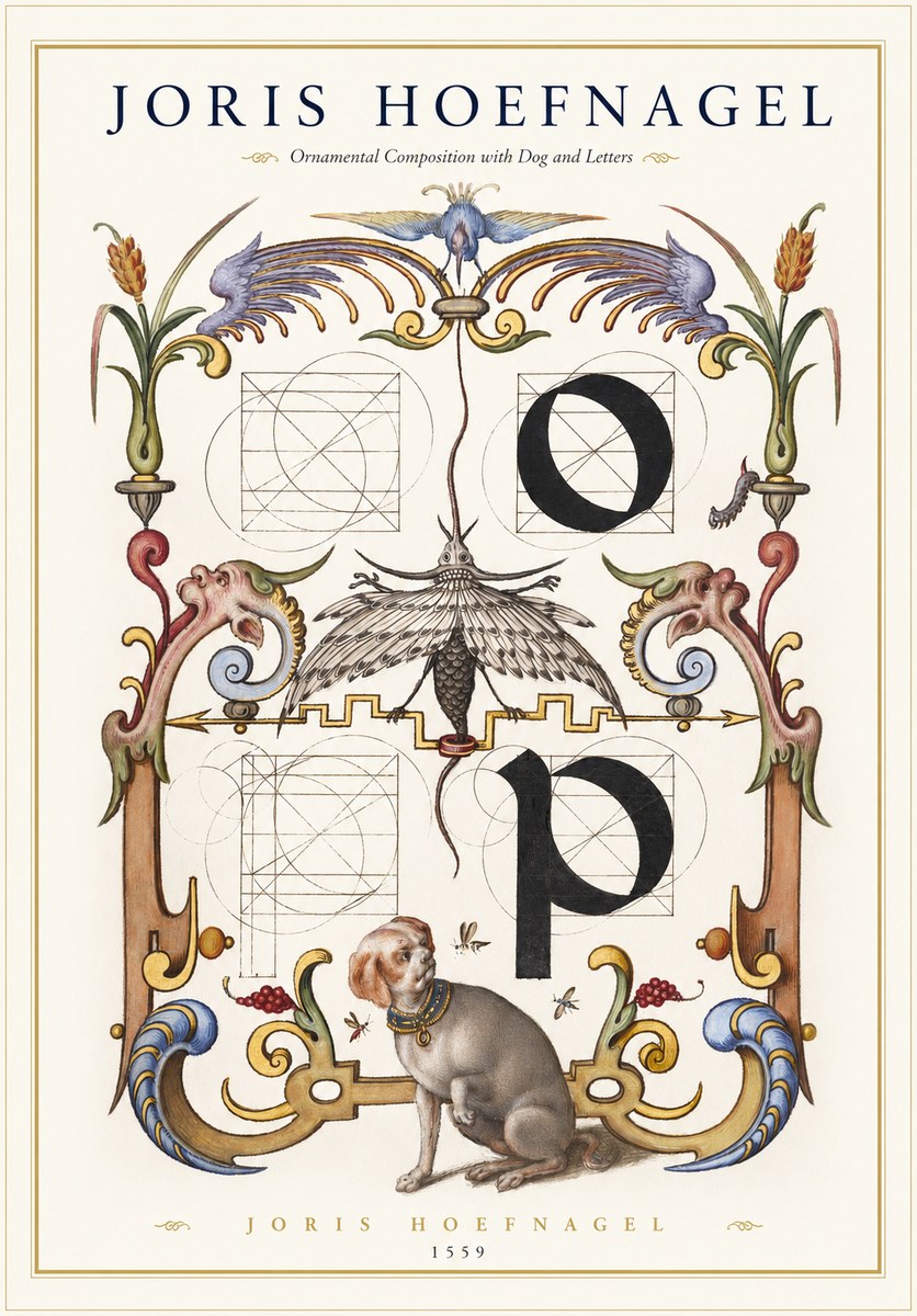 Joris Hoefnagel Ornamental Composition with Dog and Letters No1 - Poszter