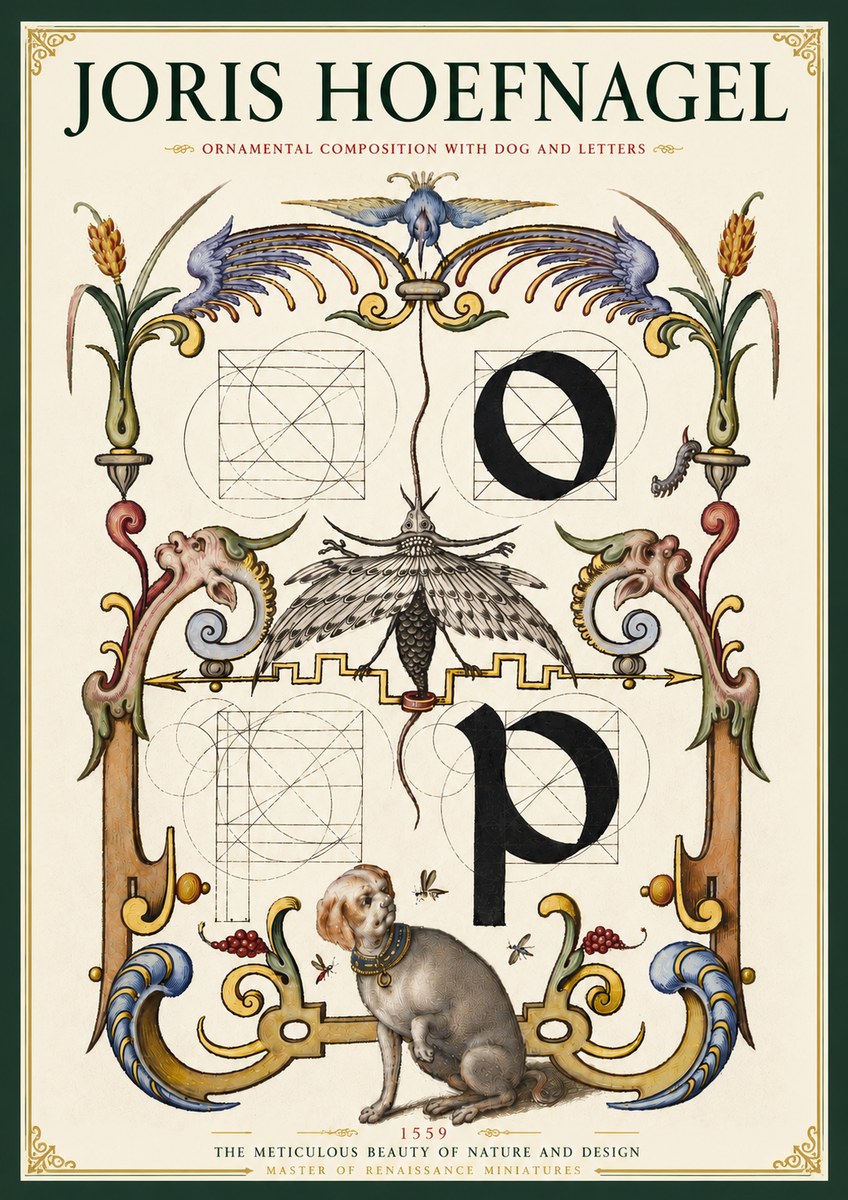 Joris Hoefnagel Ornamental Composition with Dog and Letters No4 - Poszter