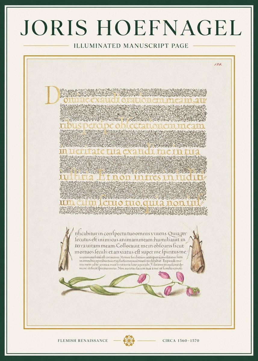 Joris Hoefnagel Illuminated Manuscript Page II No1 - Poszter