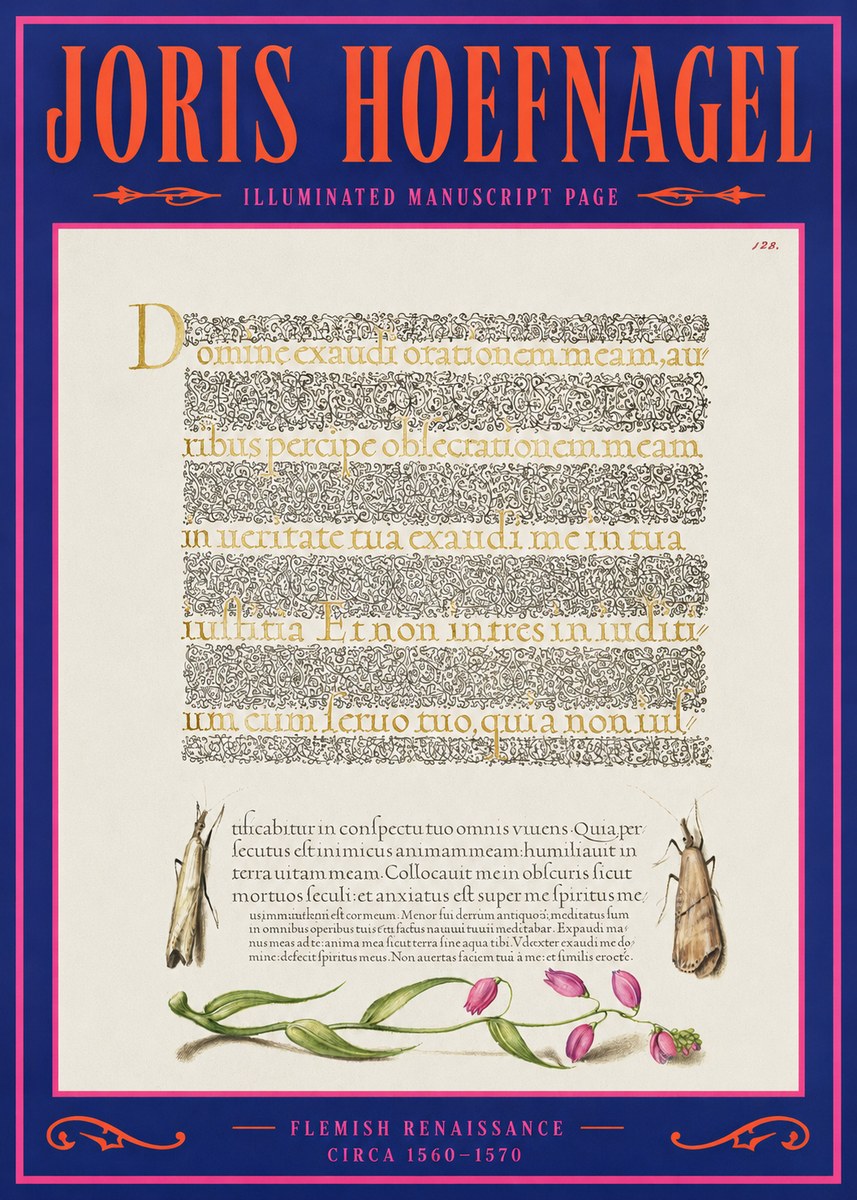 Joris Hoefnagel Illuminated Manuscript Page II No2 - Poszter