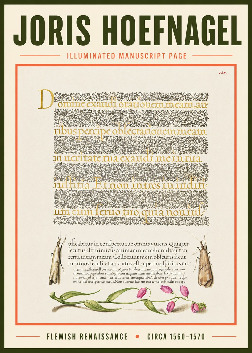 Joris Hoefnagel Illuminated Manuscript Page II No3 - Poszter