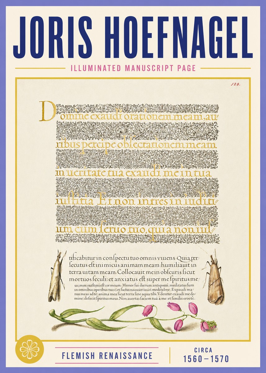 Joris Hoefnagel Illuminated Manuscript Page II No4 - Poszter
