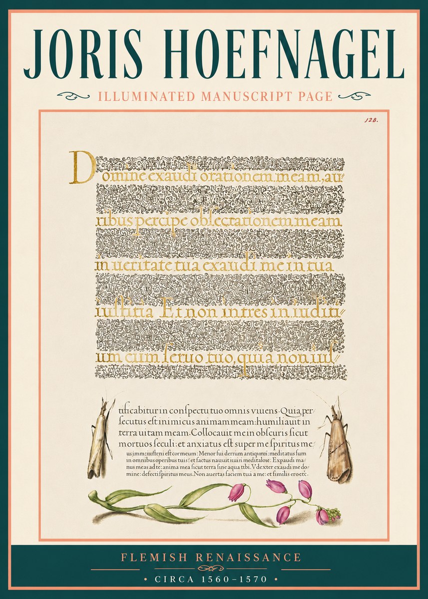 Joris Hoefnagel Illuminated Manuscript Page II No5 - Poszter