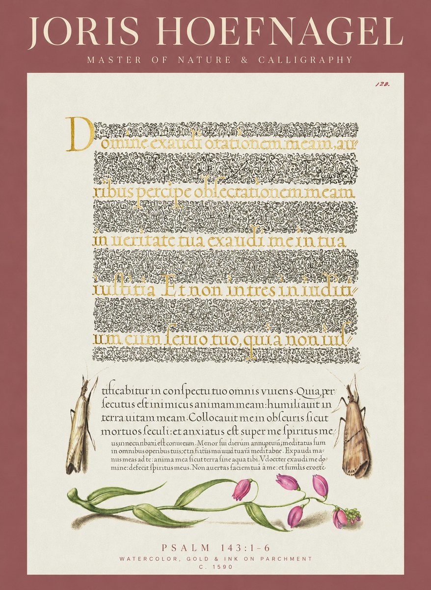 Joris Hoefnagel Illuminated Manuscript Page II No6 - Poszter
