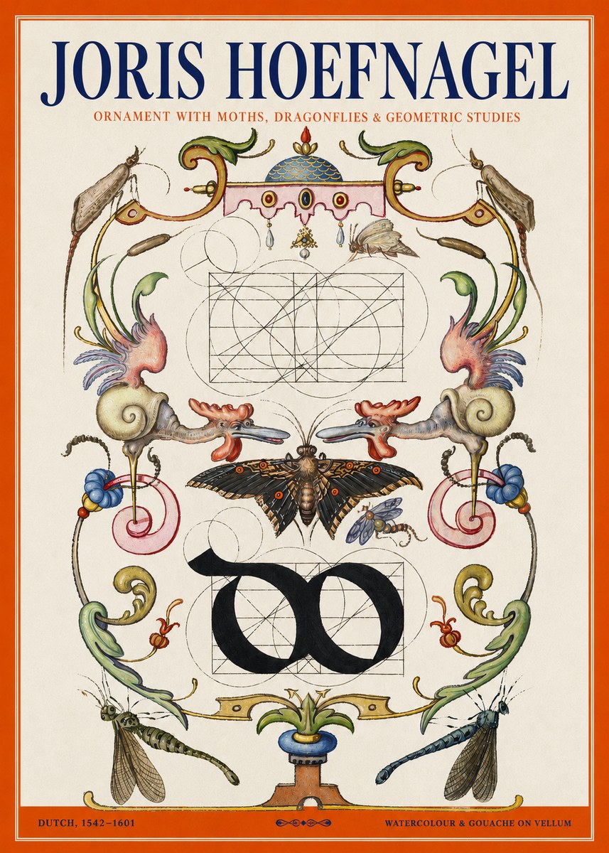 Joris Hoefnagel Ornament with Moths, Dragonflies & Geometric Studies No2 - Poszter
