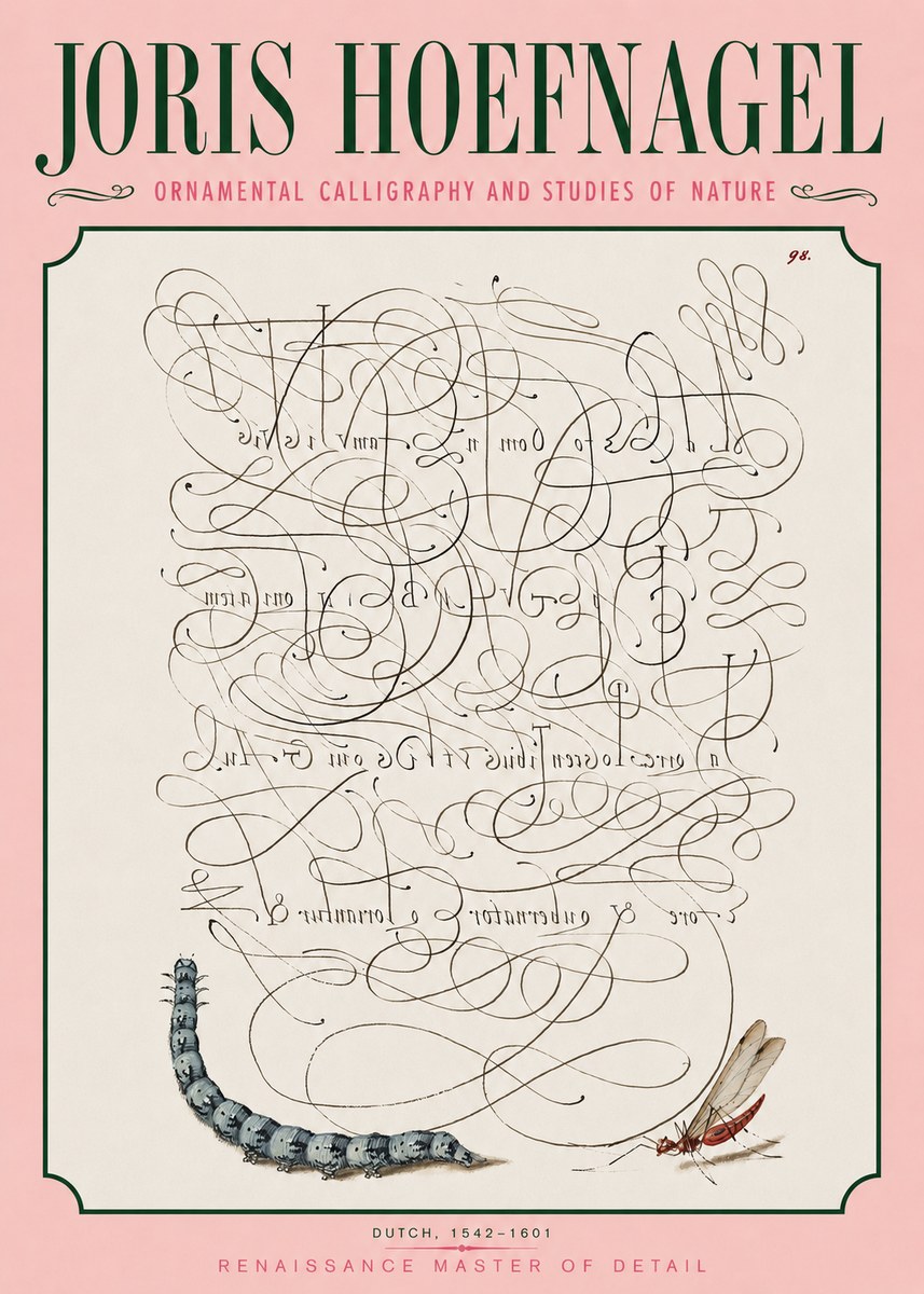Joris Hoefnagel Ornamental Calligraphy and Studies of Nature No3 - Poszter