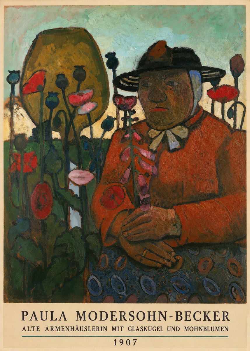 Paula Modersohn-Becker Alte Armenhäuslerin Mit Glaskugel Und Mohnblumen No5 - Poszter