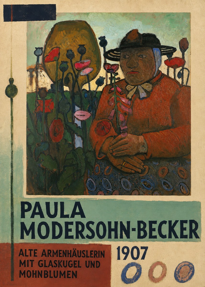Paula Modersohn-Becker Alte Armenhäuslerin Mit Glaskugel Und Mohnblumen No6 - Poszter