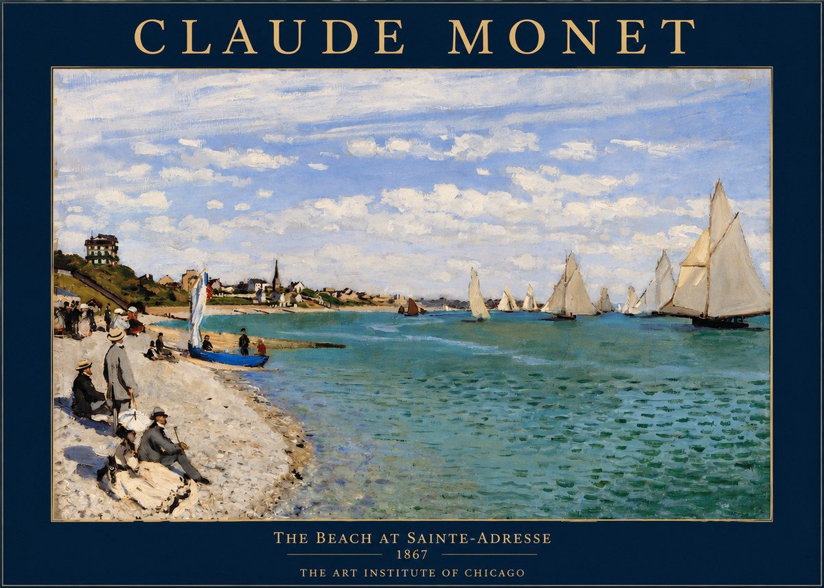 Monet The Beach at Sainte-adresse IV No2 - Poszter
