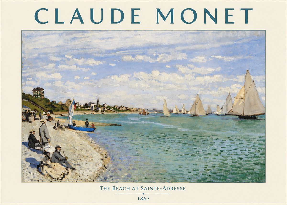 Monet The Beach at Sainte-adresse IV No4 - Poszter