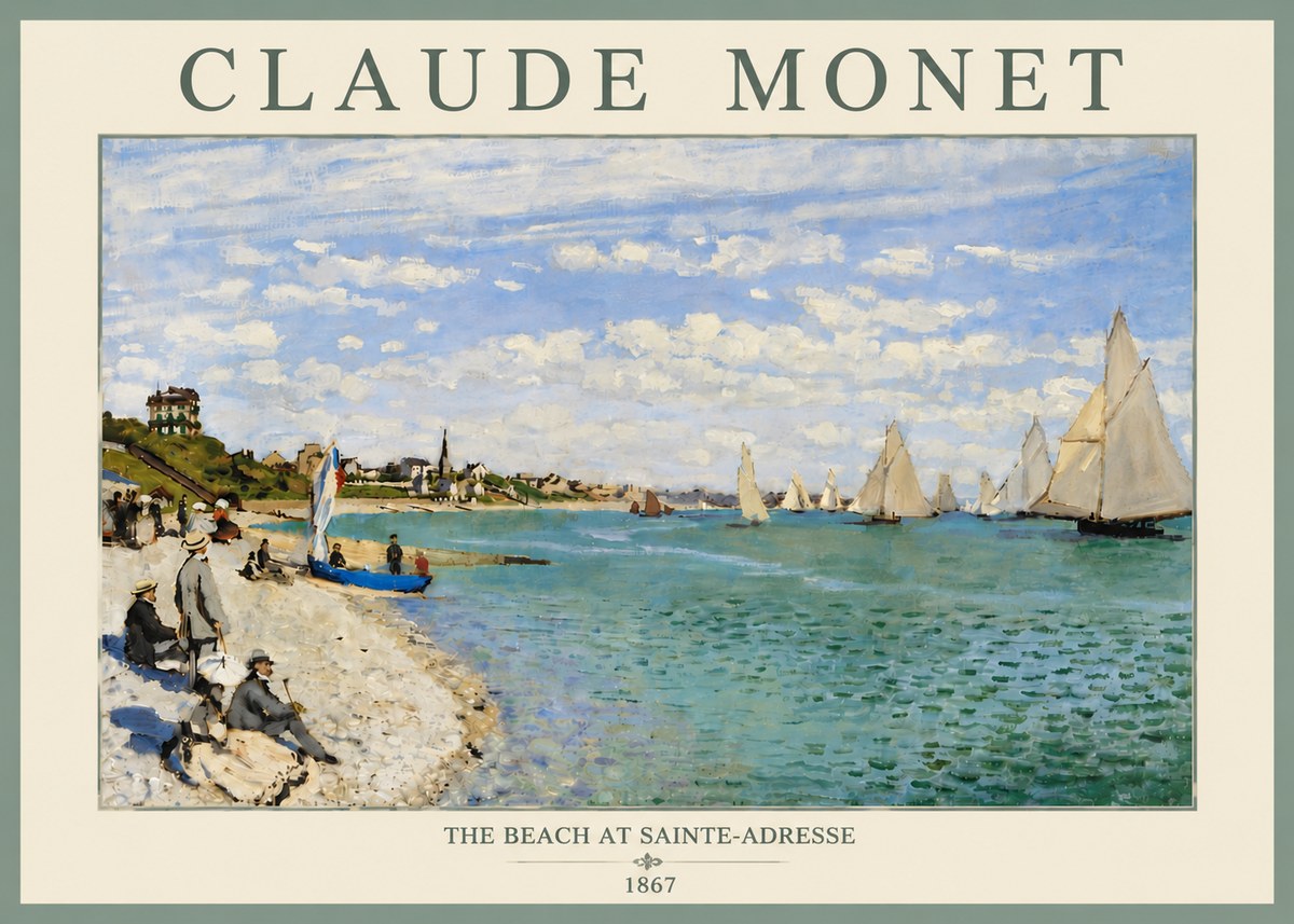 Monet The Beach at Sainte-adresse IV No6 - Poszter