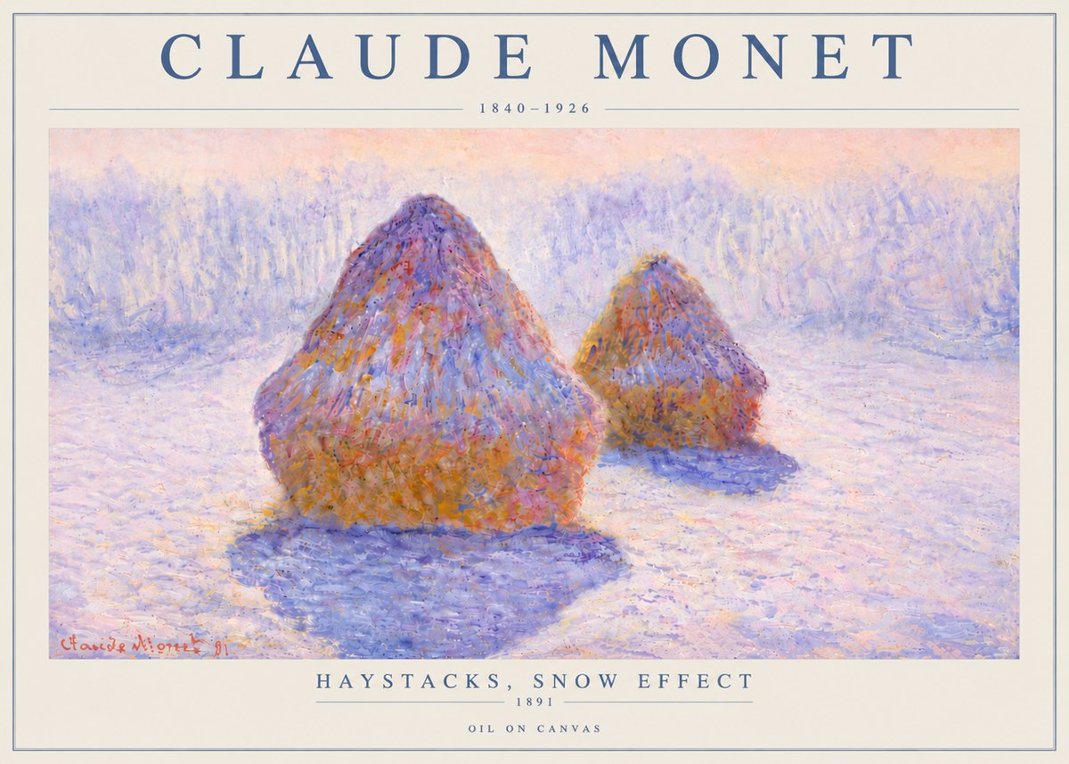 Monet Haystacks, Snow Effect No6 - Poszter