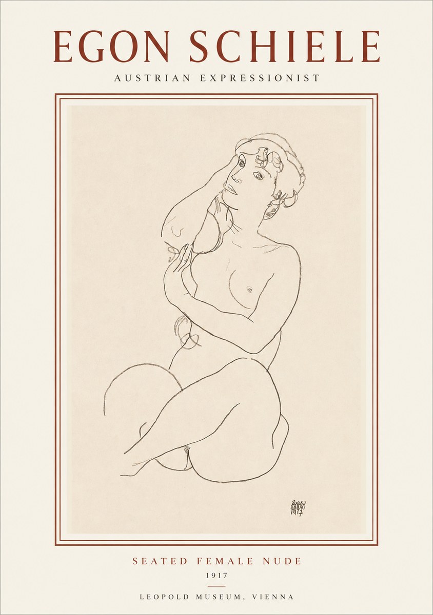 Schiele Seated Female Nude No1 - Poszter