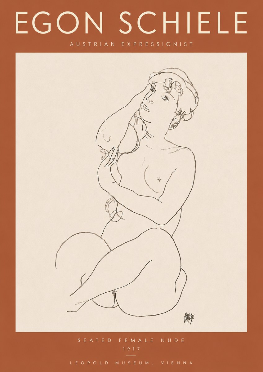 Schiele Seated Female Nude No3 - Poszter