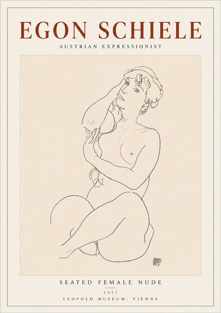 Schiele Seated Female Nude No4 - Poszter