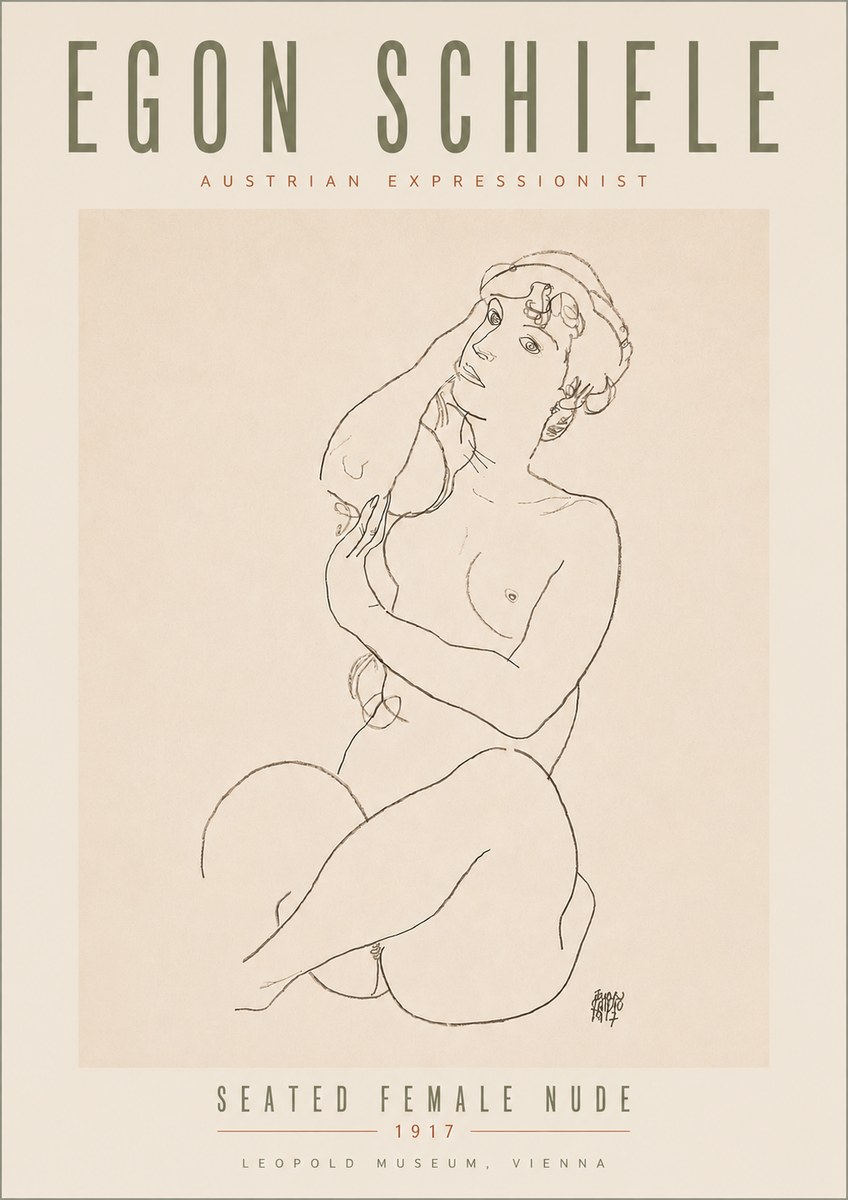 Schiele Seated Female Nude No5 - Poszter