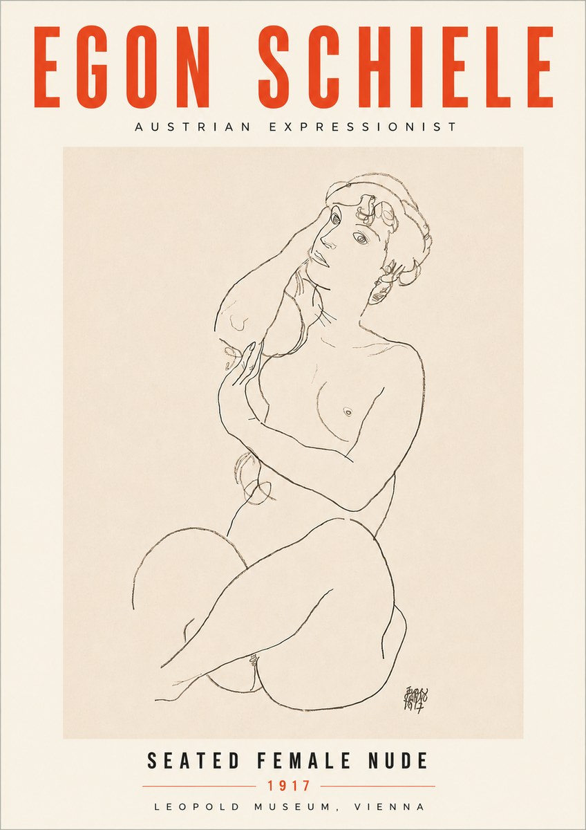 Schiele Seated Female Nude No6 - Poszter