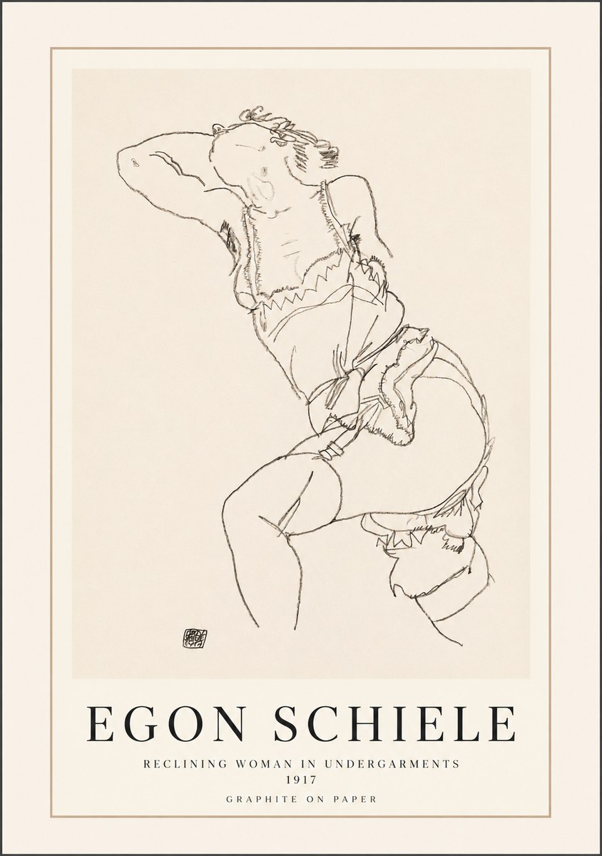 Schiele Reclining Woman in Undergarments No1 - Poszter