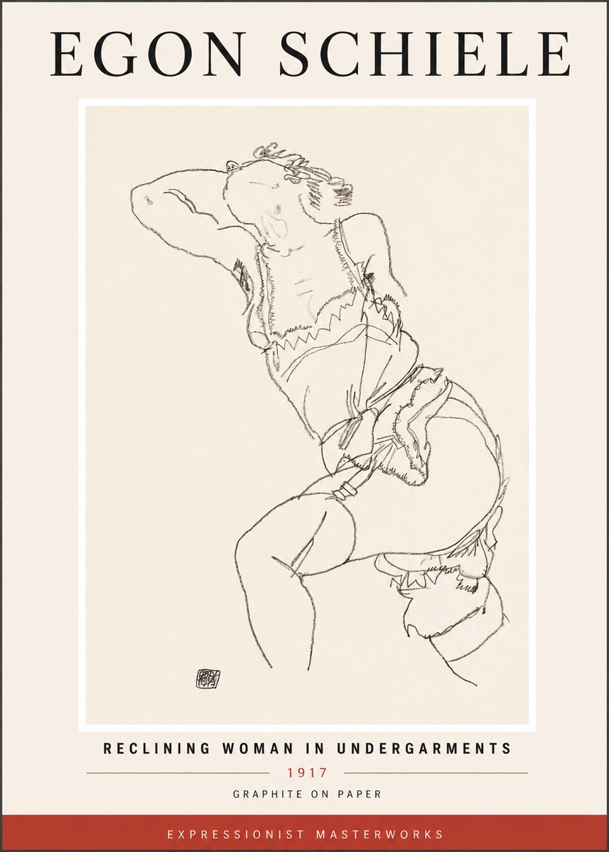 Schiele Reclining Woman in Undergarments No4 - Poszter
