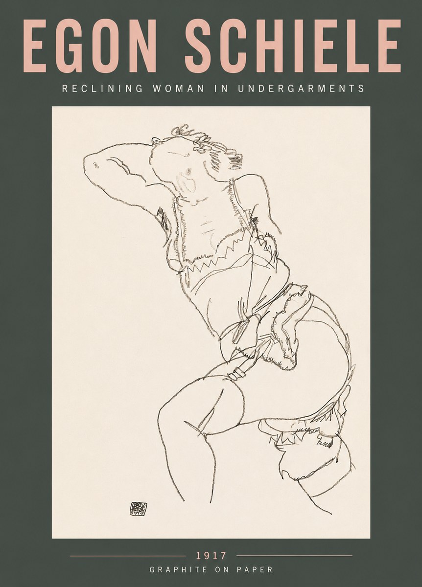 Schiele Reclining Woman in Undergarments No5 - Poszter
