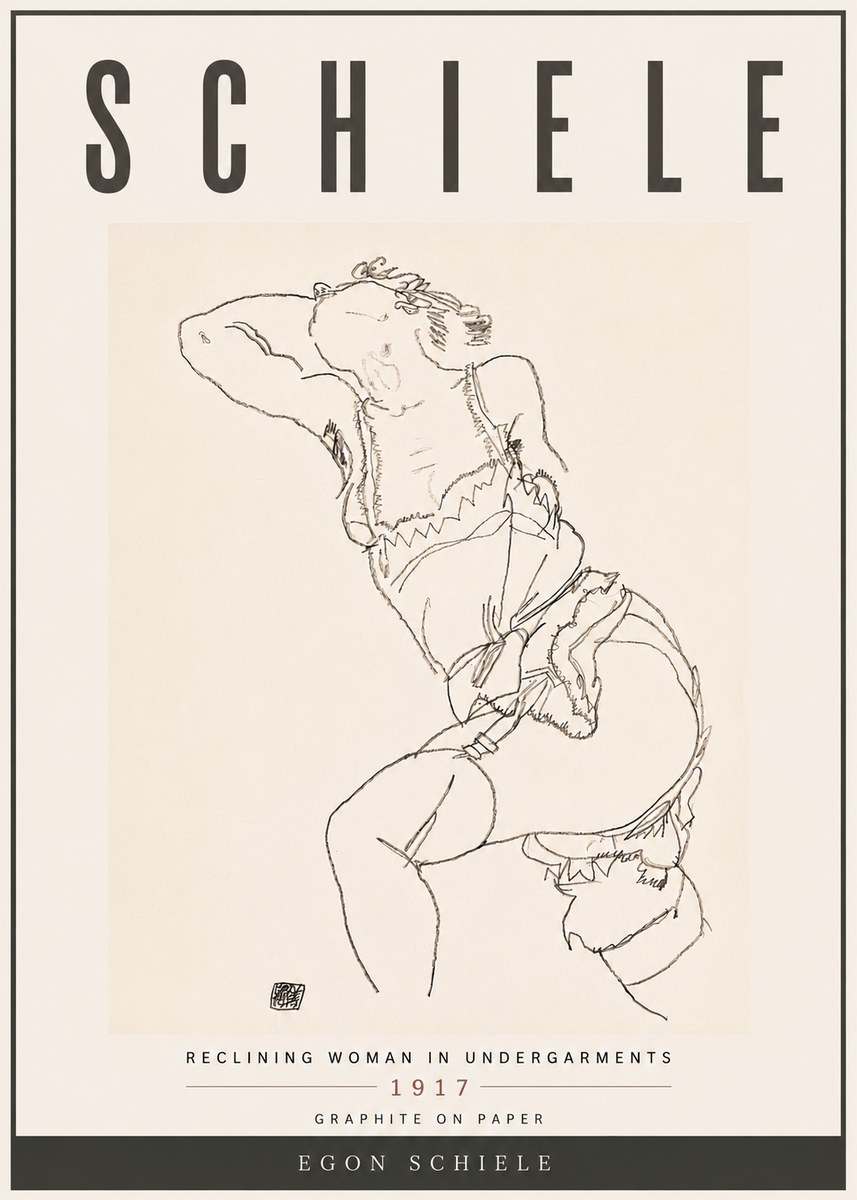Schiele Reclining Woman in Undergarments No6 - Poszter