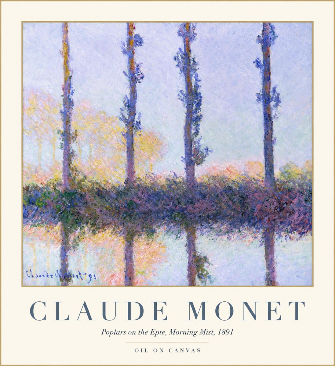 Monet Poplars on the Epte, Morning Mist, 1891 No1 - Poszter
