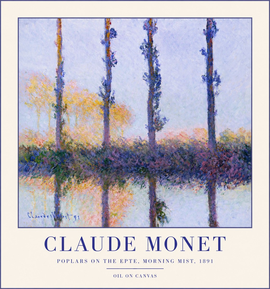 Monet Poplars on the Epte, Morning Mist, 1891 No3 - Poszter
